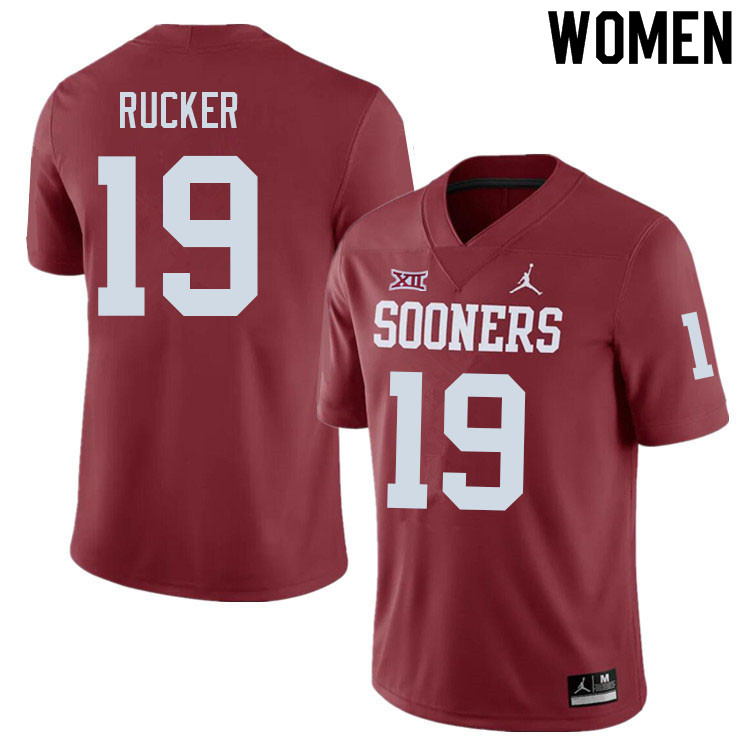 Women #19 Ralph Rucker Oklahoma Sooners College Football Jerseys Sale-Crimson